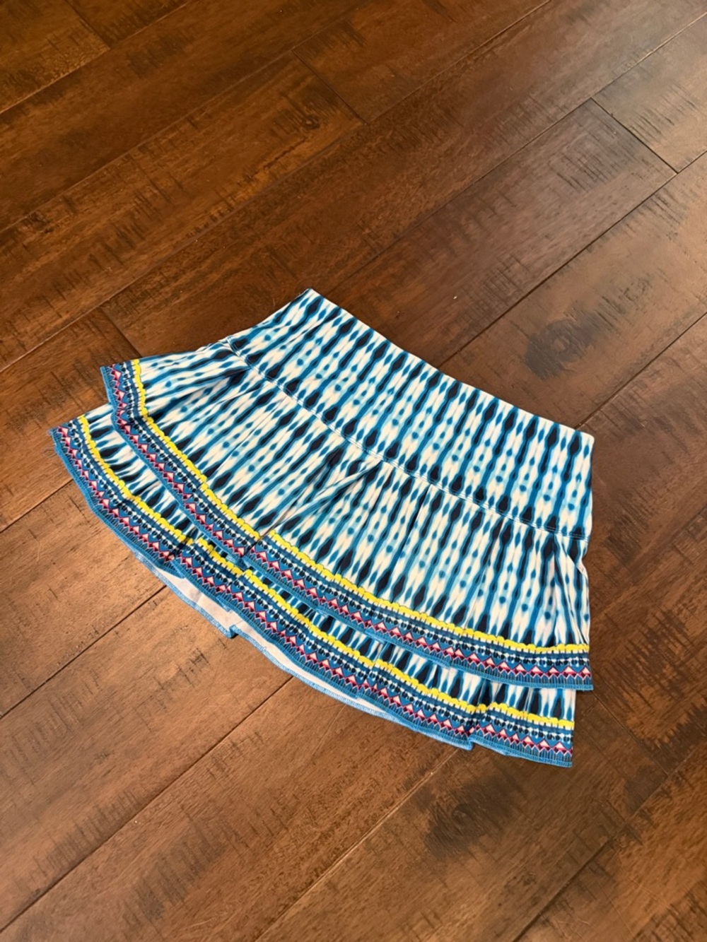 Lucky in Love Bright Teal tennis skort with Blue Tie-Dye Waistband - Picture 3 of 4